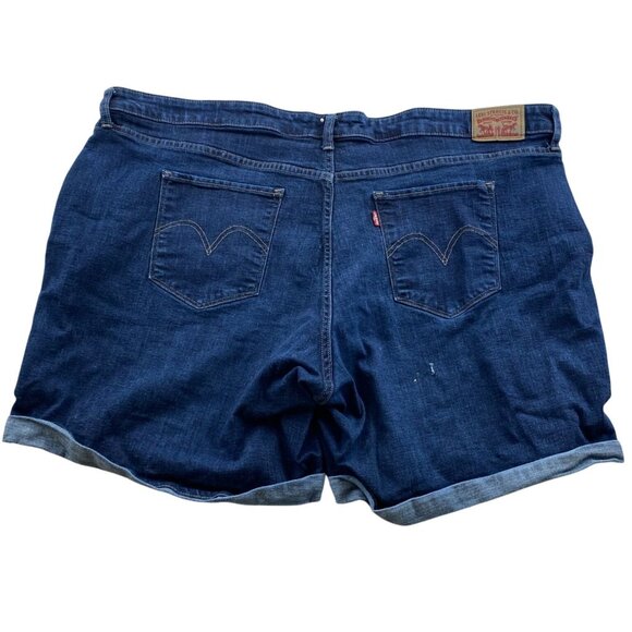Levis Womens Classic Denim Shorts Size 24W Cotton & Viscose Blend Dark Blue - Picture 2 of 14